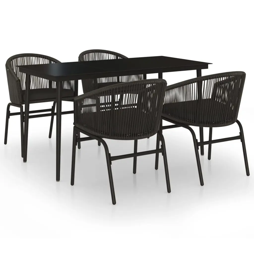 5 Piece Garden Dining Set Black 3099241 - Furniture