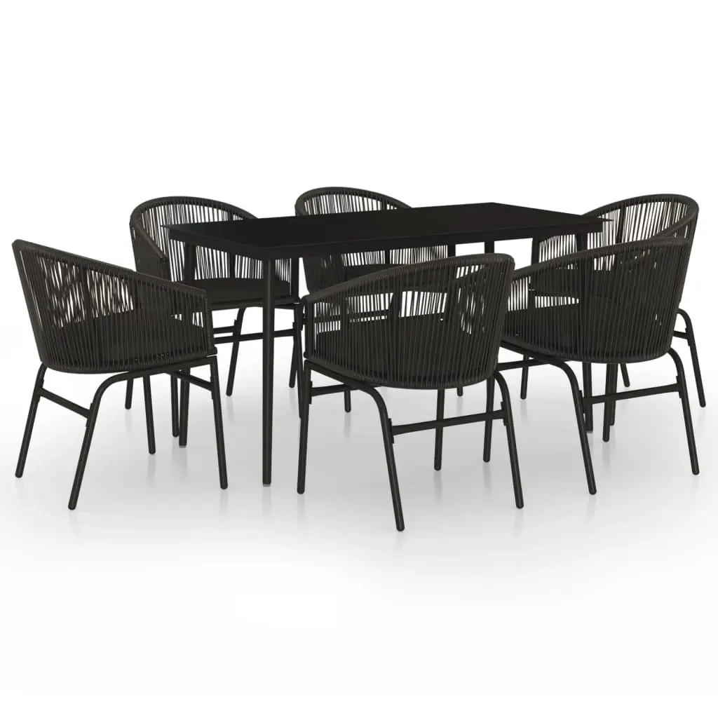 7 Piece Garden Dining Set Black 3099242 - Furniture