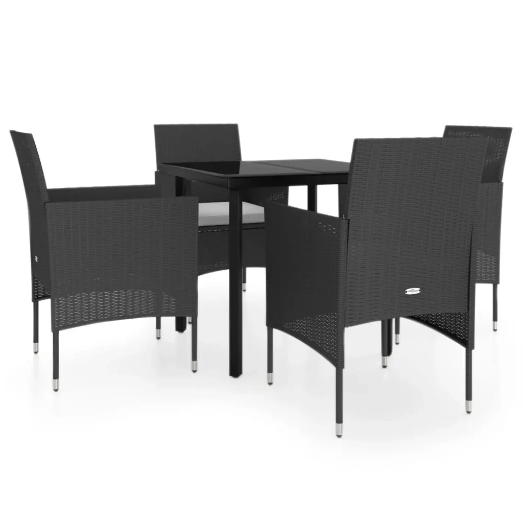 5 Piece Garden Dining Set with Cushions Black 3099282 - Furniture