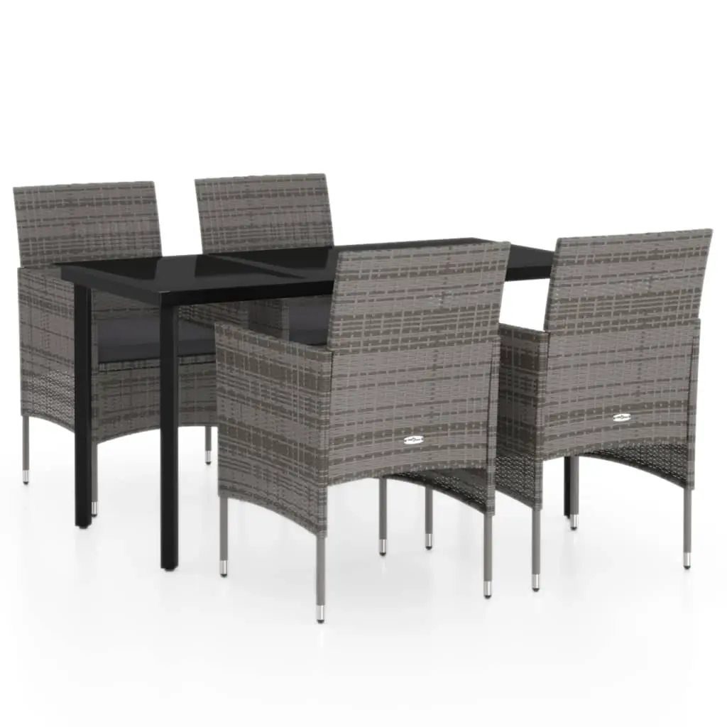 5 Piece Garden Dining Set with Cushions Grey and Black 3099289 - Furniture