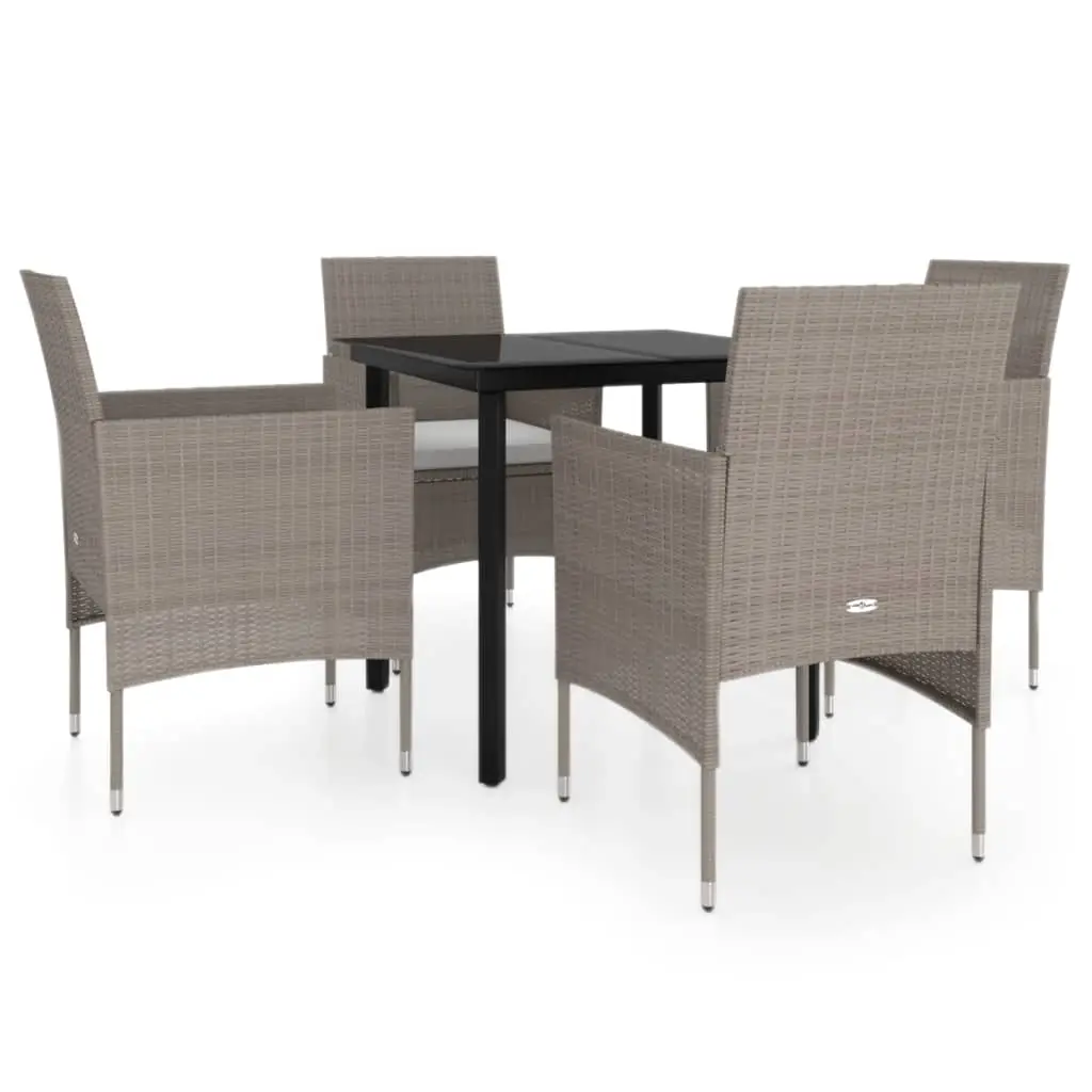 5 Piece Garden Dining Set with Cushions Beige and Black 3099294 - Furniture