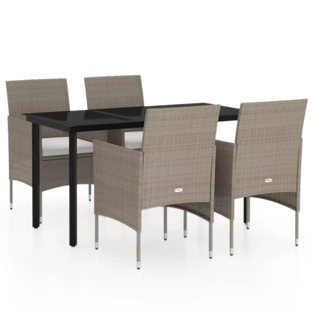 5 Piece Garden Dining Set with Cushions Beige and Black 3099295 - Furniture