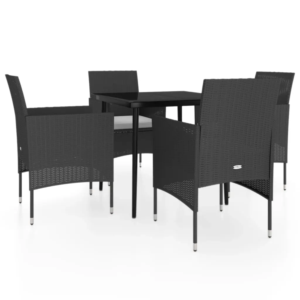 5 Piece Garden Dining Set with Cushions Black 3099306 - Furniture