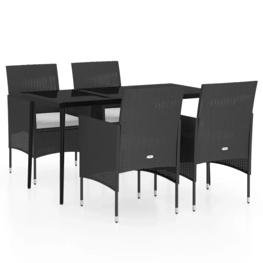 5 Piece Garden Dining Set with Cushions Black 3099307 - Furniture