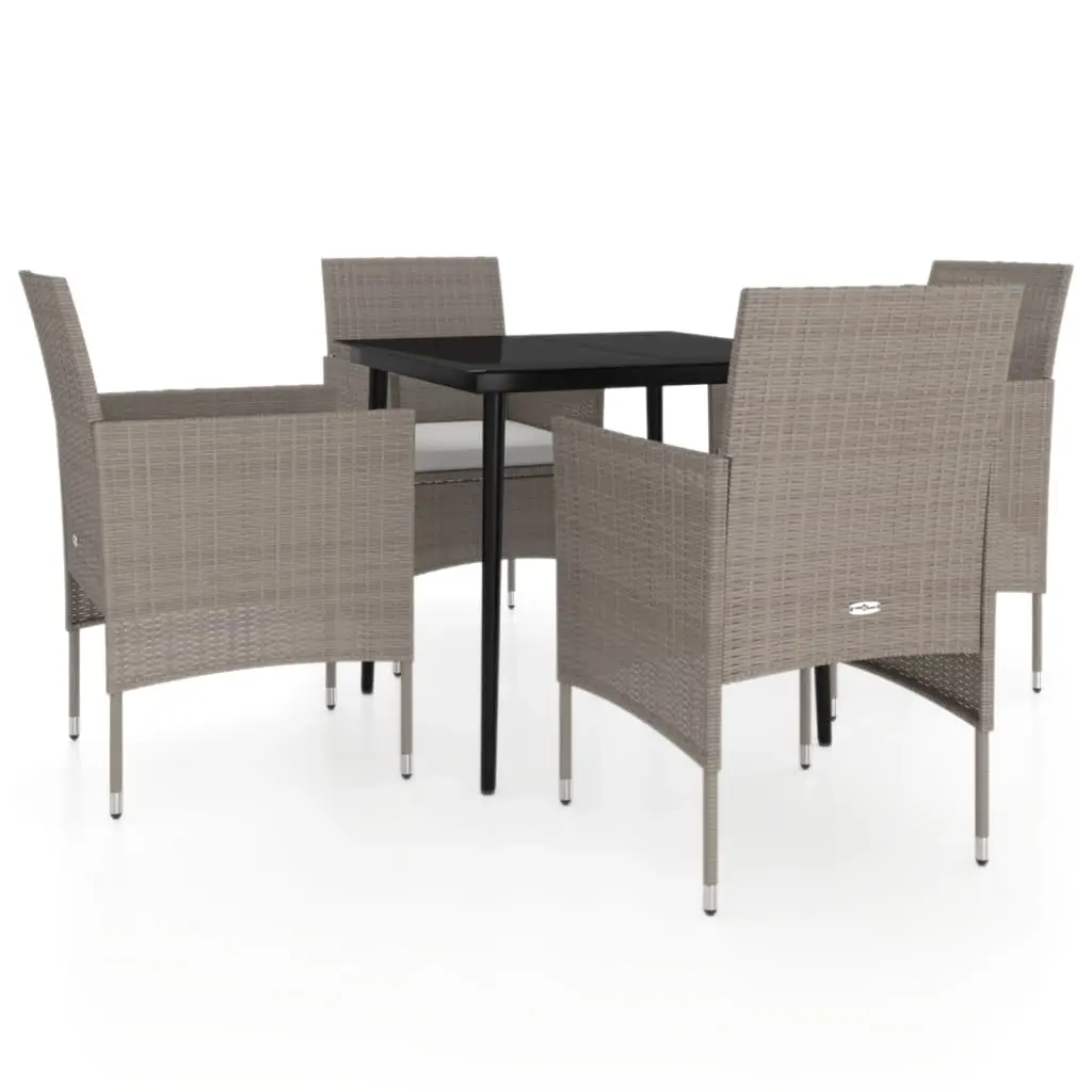5 Piece Garden Dining Set with Cushions Beige and Black 3099318 - Furniture