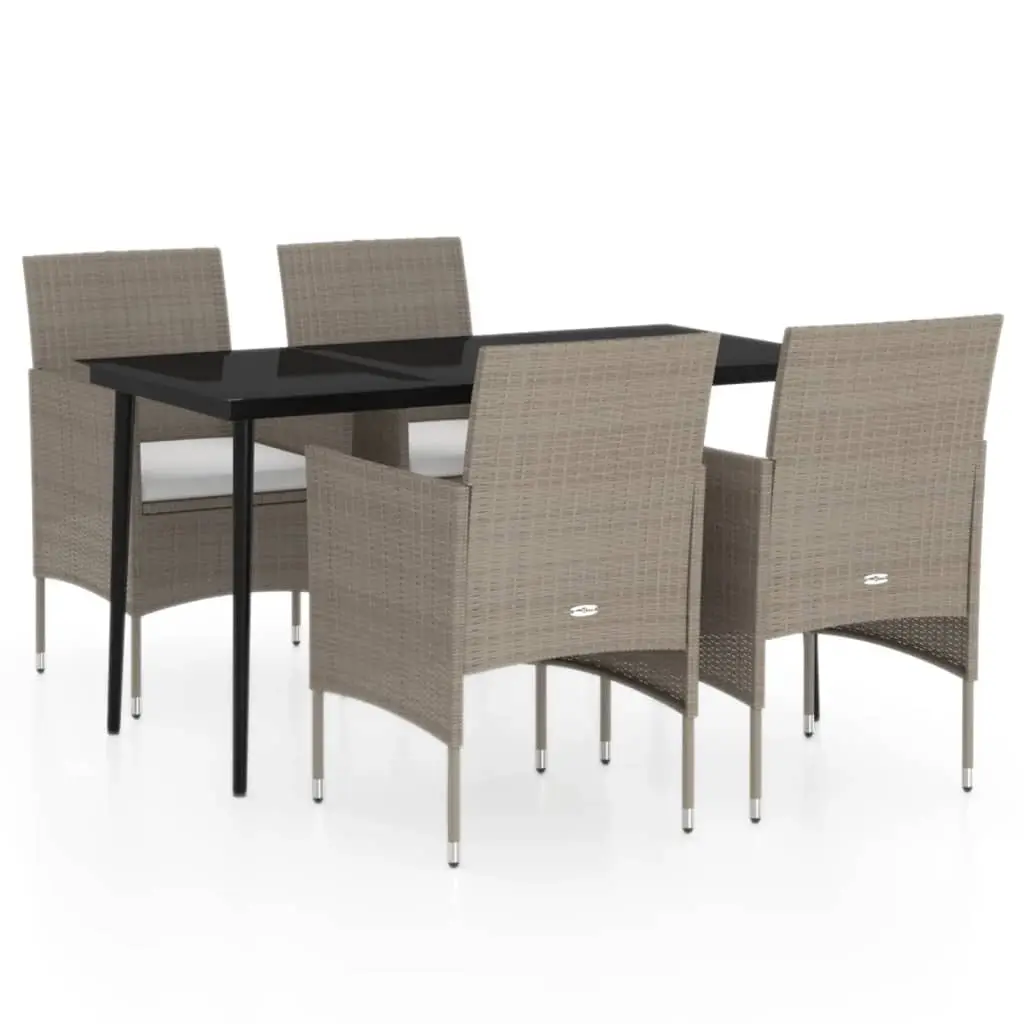 5 Piece Garden Dining Set with Cushions Beige and Black 3099319 - Furniture