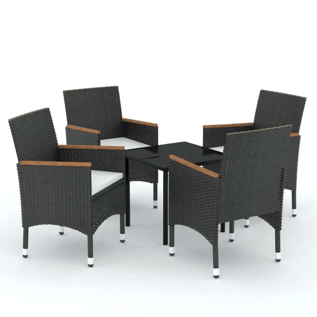 5 Piece Outdoor Dining Set with Cushions Black 3099330 - Furniture