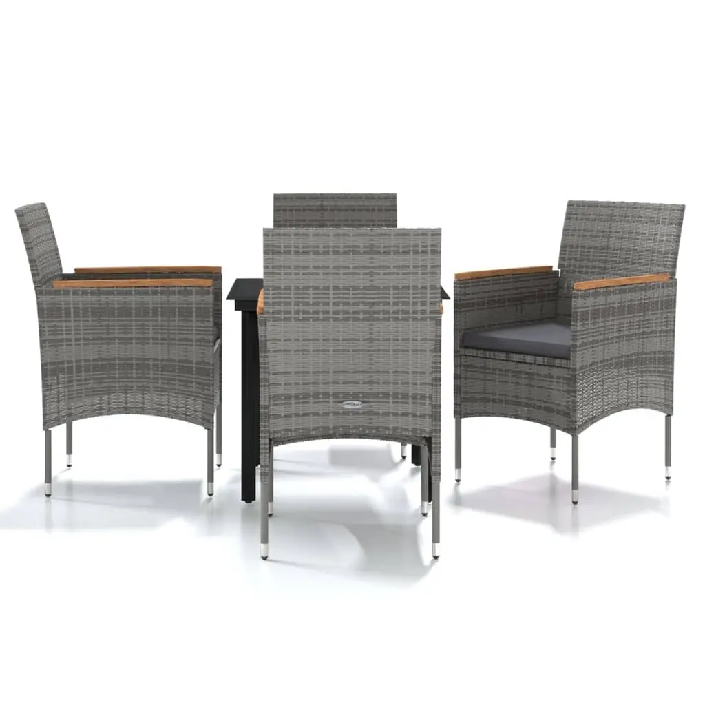 5 Piece Outdoor Dining Set with Cushions Grey and Black 3099336 - Furniture