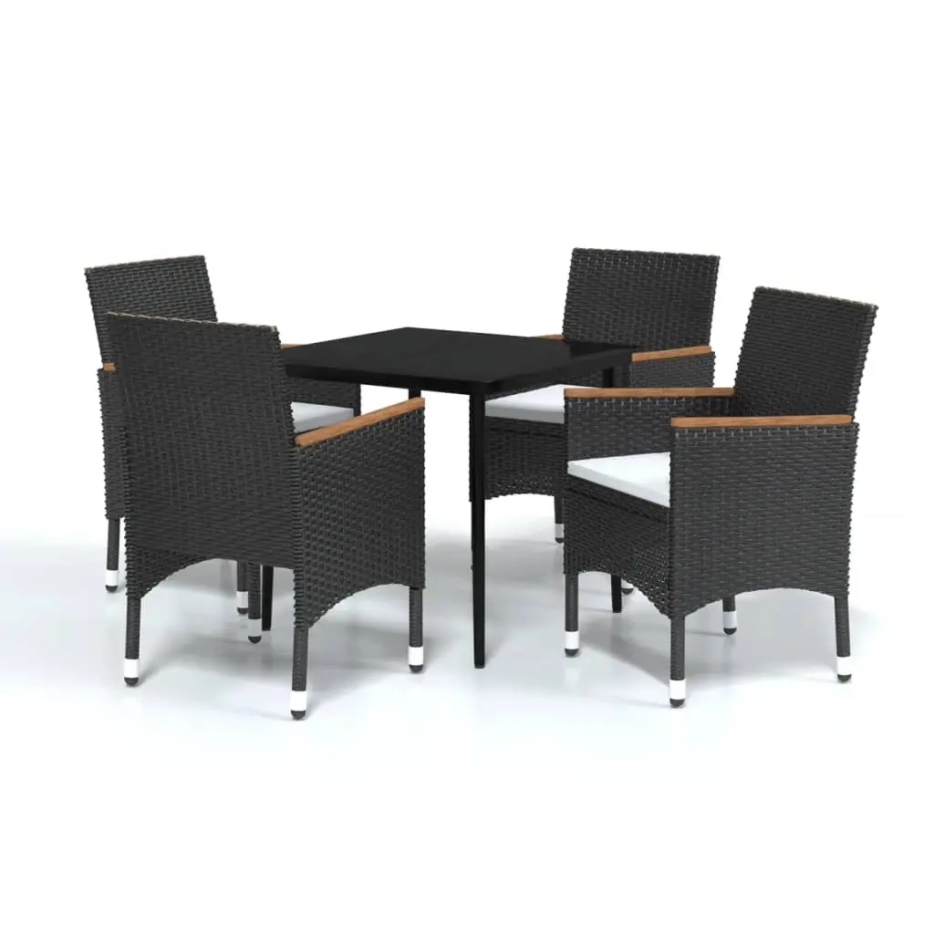 5 Piece Garden Dining Set with Cushions Black 3099342 - Furniture
