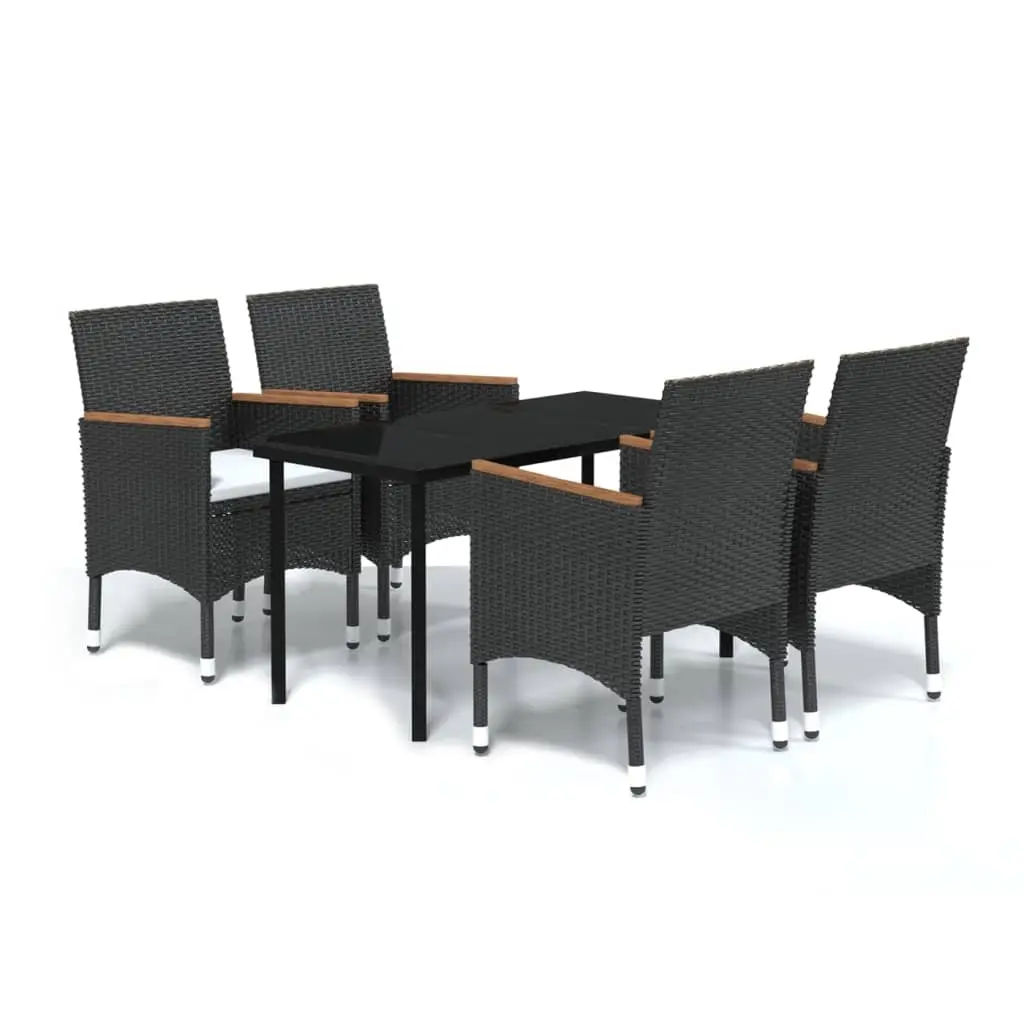 5 Piece Garden Dining Set with Cushions Black 3099343 - Furniture