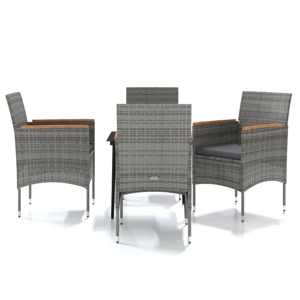 5 Piece Outdoor Dining Set with Cushions Grey and Black 3099348 - Furniture