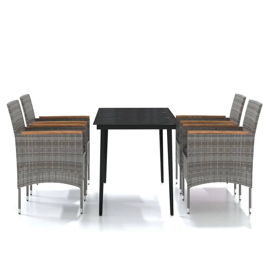 5 Piece Outdoor Dining Set with Cushions Grey and Black 3099349 - Furniture