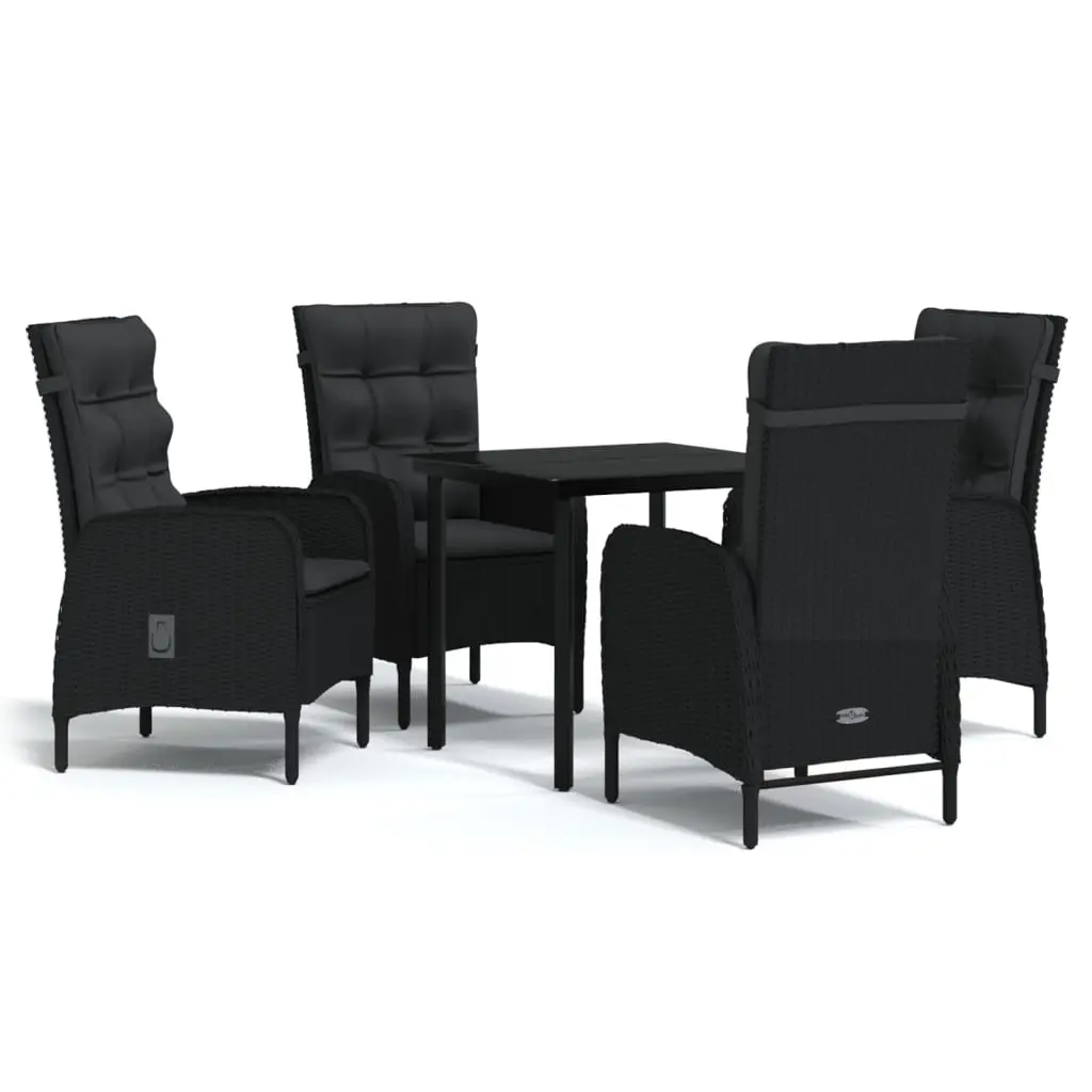 5 Piece Garden Dining Set with Cushions Black 3099354 - Furniture