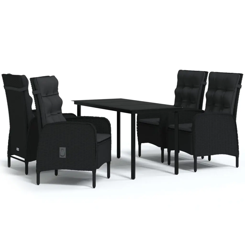 5 Piece Garden Dining Set with Cushions Black 3099355 - Furniture