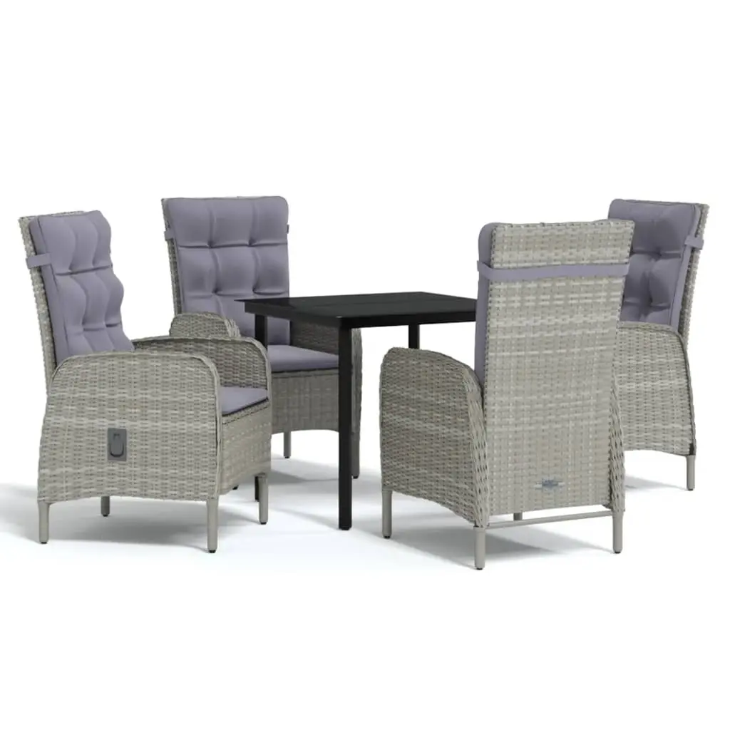 5 Piece Outdoor Dining Set with Cushions Grey and Black 3099360 - Furniture