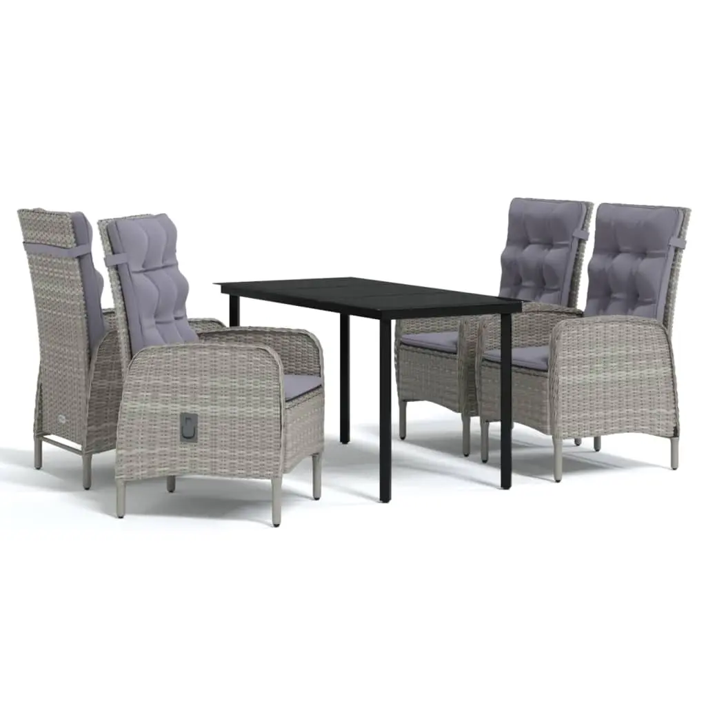 5 Piece Outdoor Dining Set with Cushions Grey and Black 3099361 - Furniture