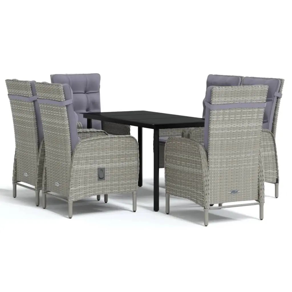 7 Piece Outdoor Dining Set with Cushions Grey and Black 3099362 - Furniture