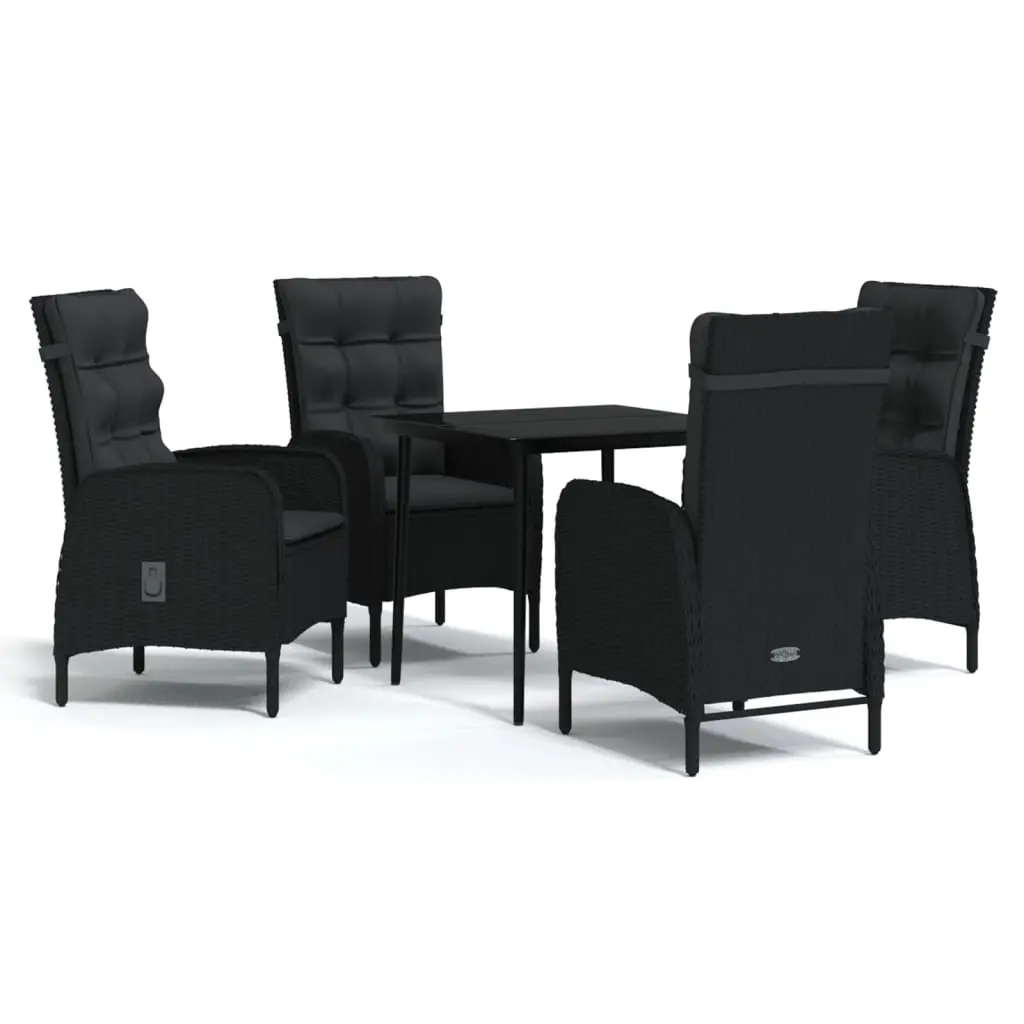 5 Piece Garden Dining Set with Cushions Black 3099367 - Furniture