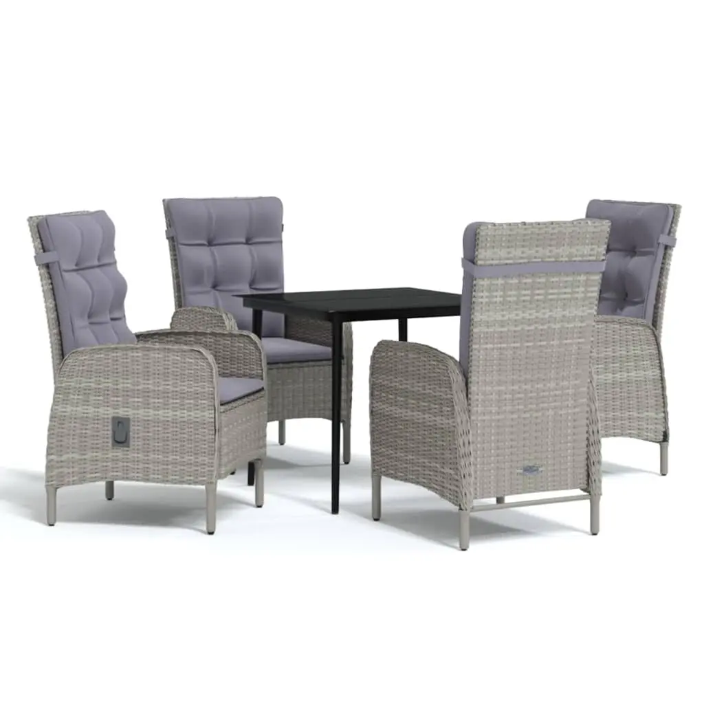5 Piece Outdoor Dining Set with Cushions Grey and Black 3099372 - Furniture