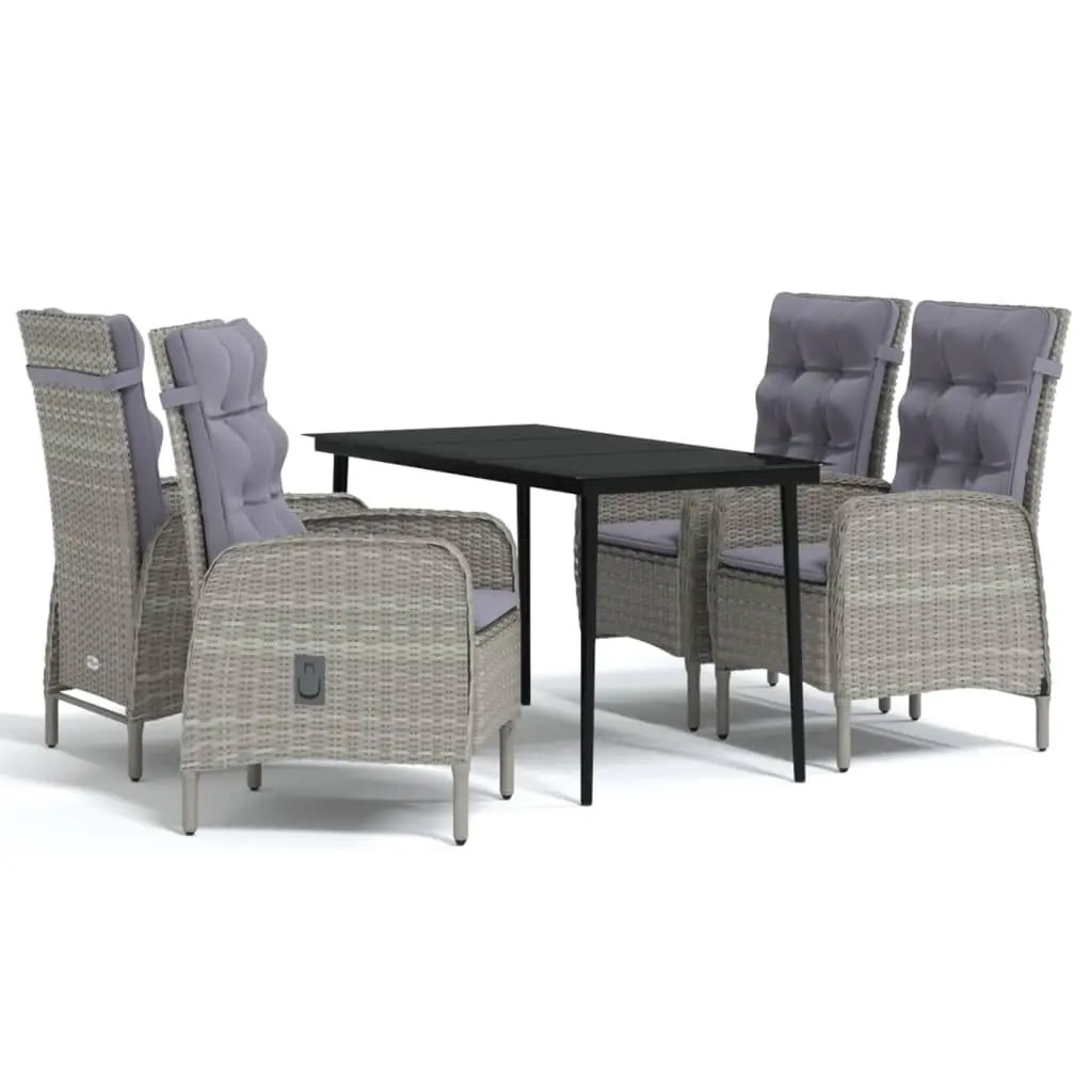 5 Piece Outdoor Dining Set with Cushions Grey and Black 3099373 - Furniture