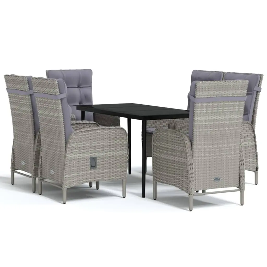 7 Piece Outdoor Dining Set with Cushions Grey and Black 3099374 - Furniture