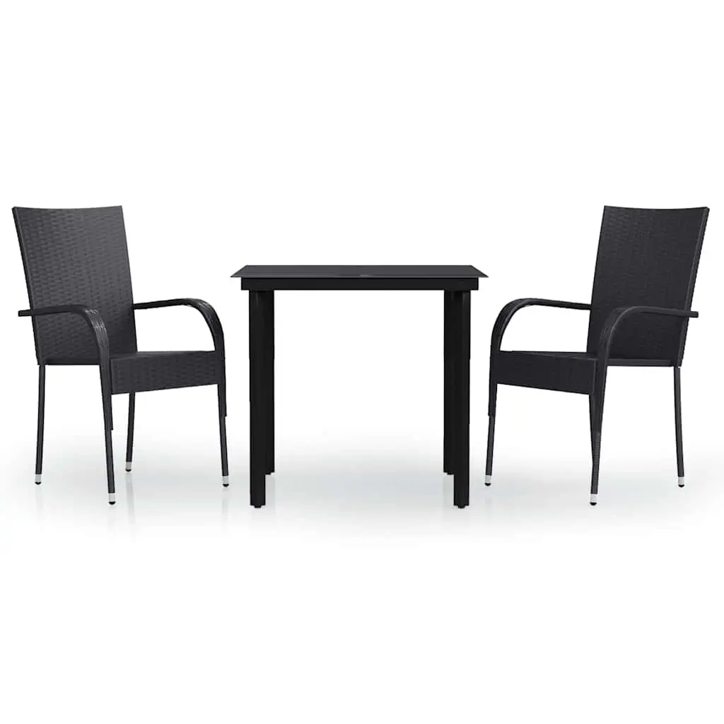 3 Piece Outdoor Dining Set Black 3099377 - Furniture