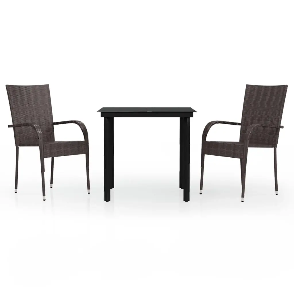 3 Piece Outdoor Dining Set Brown and Black 3099383 - Furniture