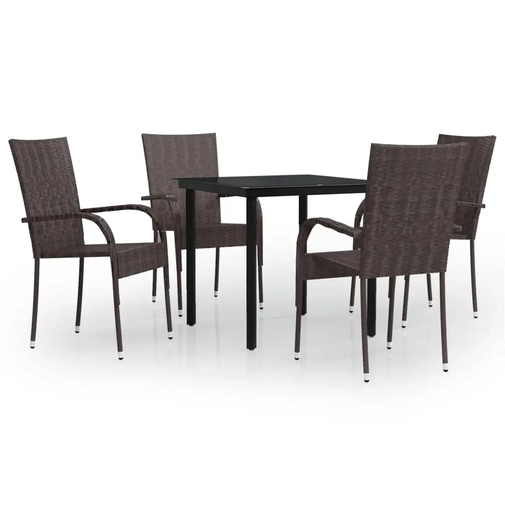 5 Piece Outdoor Dining Set Brown and Black 3099384 - Furniture