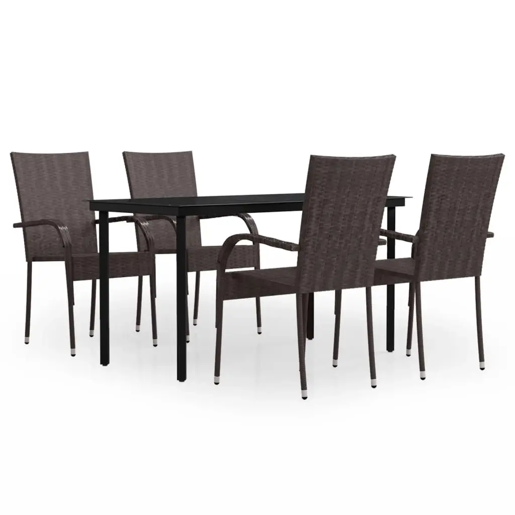 5 Piece Outdoor Dining Set Brown and Black 3099385 - Furniture