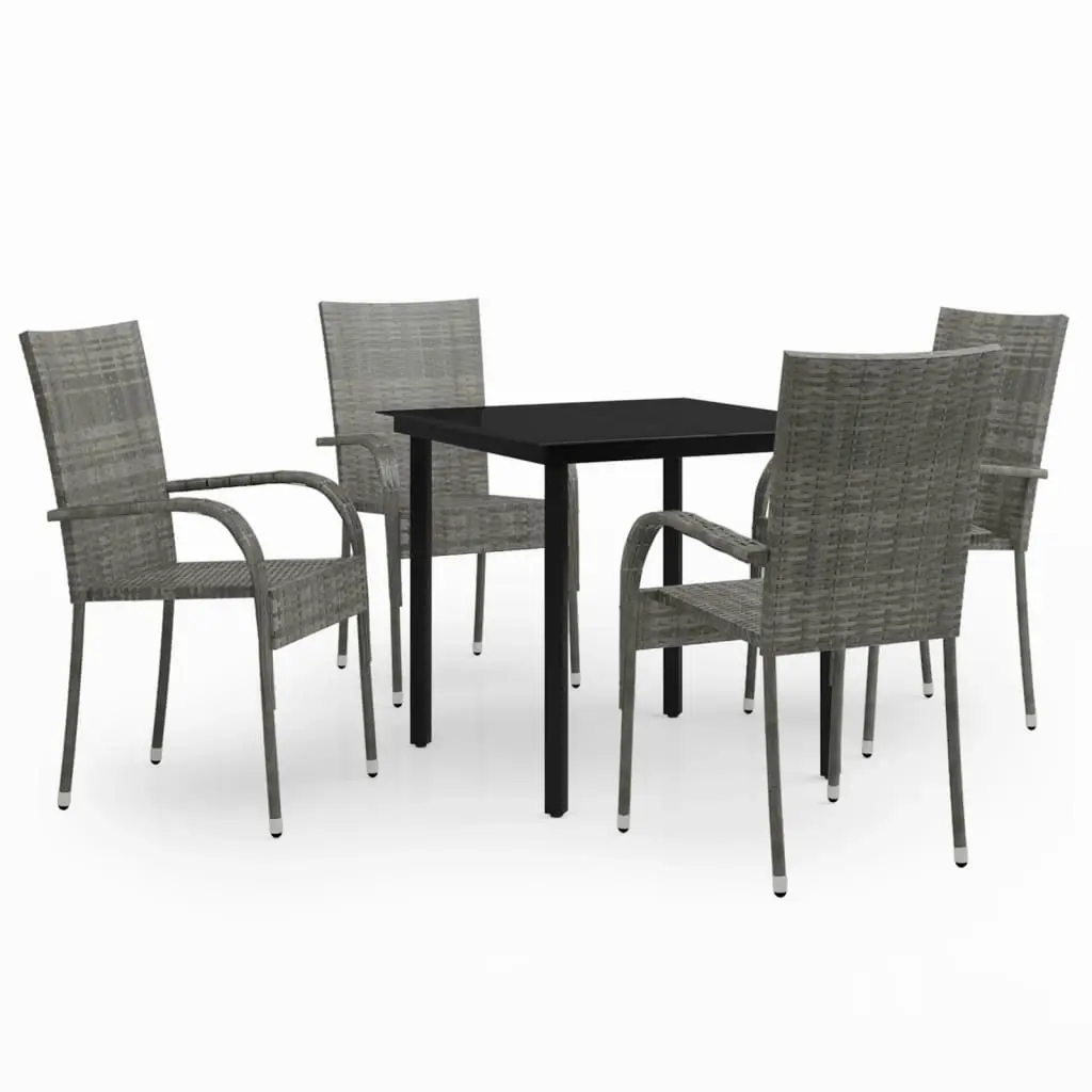 5 Piece Garden Dining Set Grey and Black 3099390 - Furniture