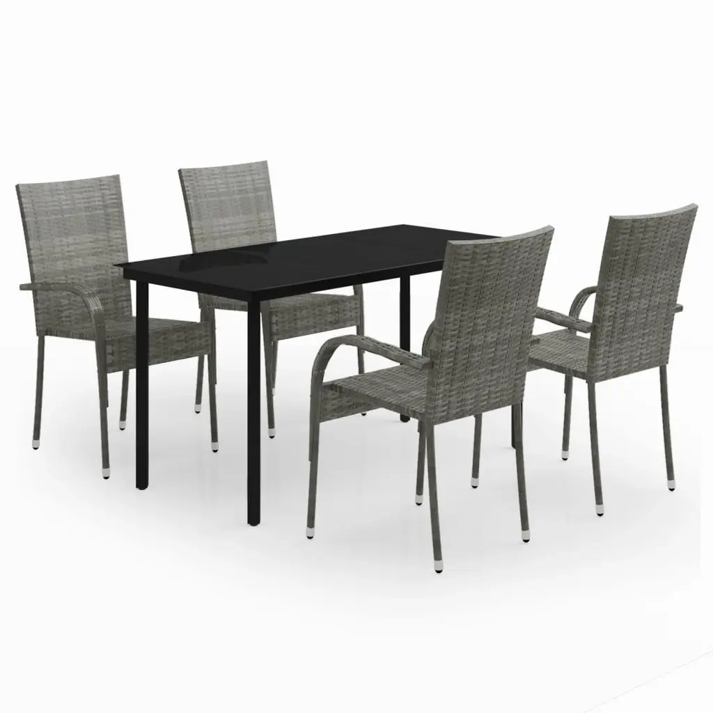 5 Piece Garden Dining Set Grey and Black 3099391 - Furniture