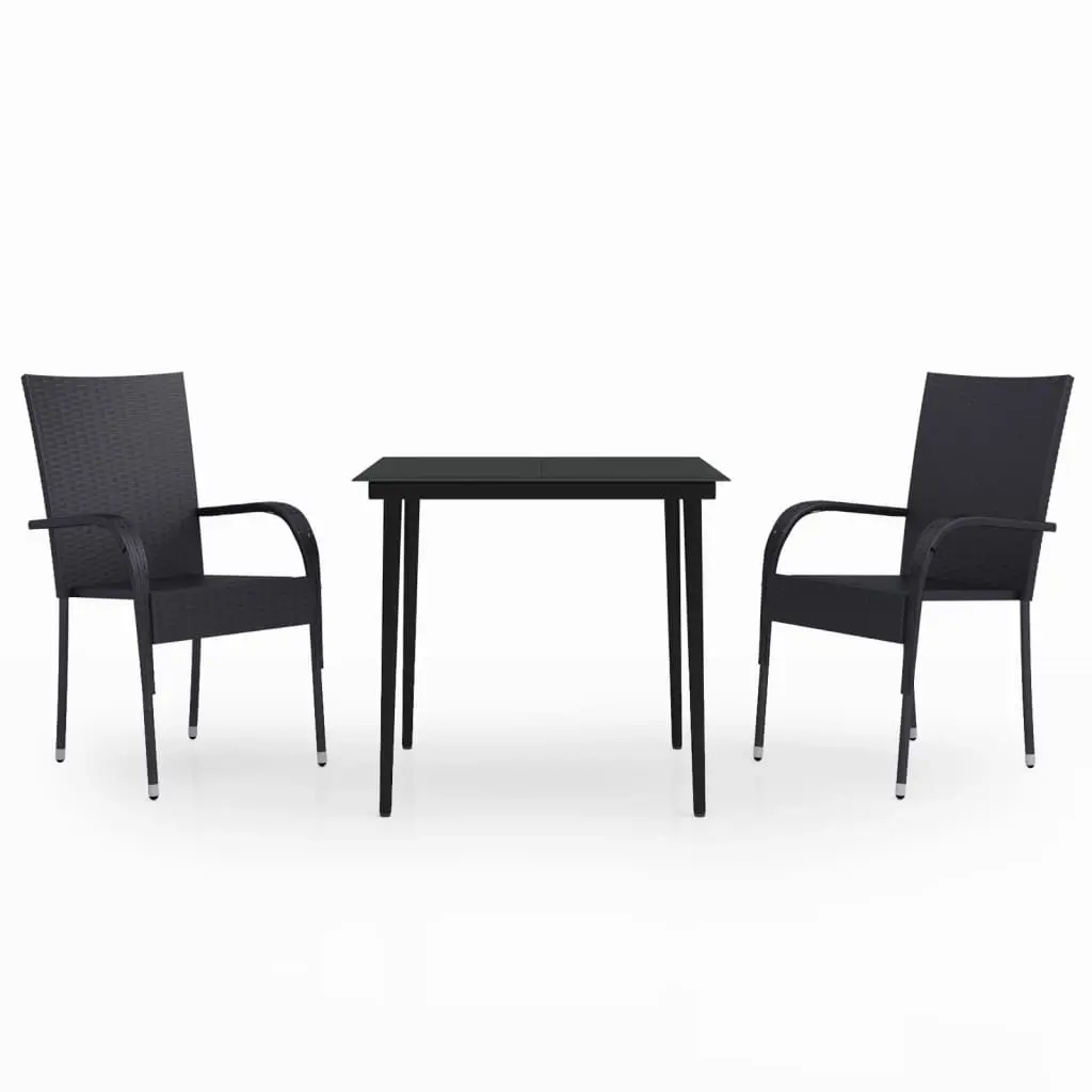 3 Piece Garden Dining Set Black 3099395 - Furniture