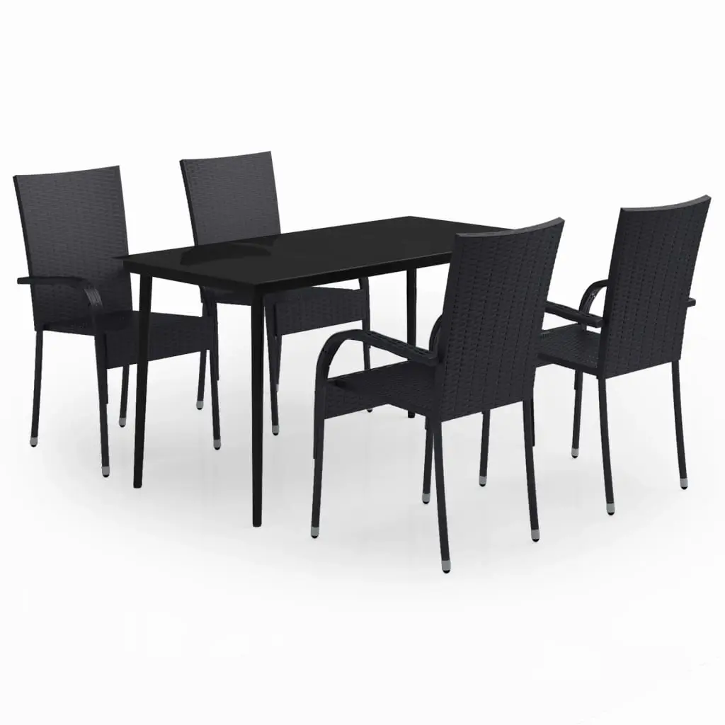 5 Piece Garden Dining Set Black 3099397 - Furniture