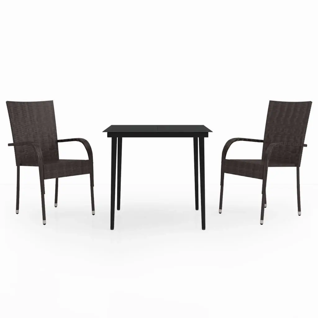 3 Piece Garden Dining Set Brown and Black 3099401 - Furniture
