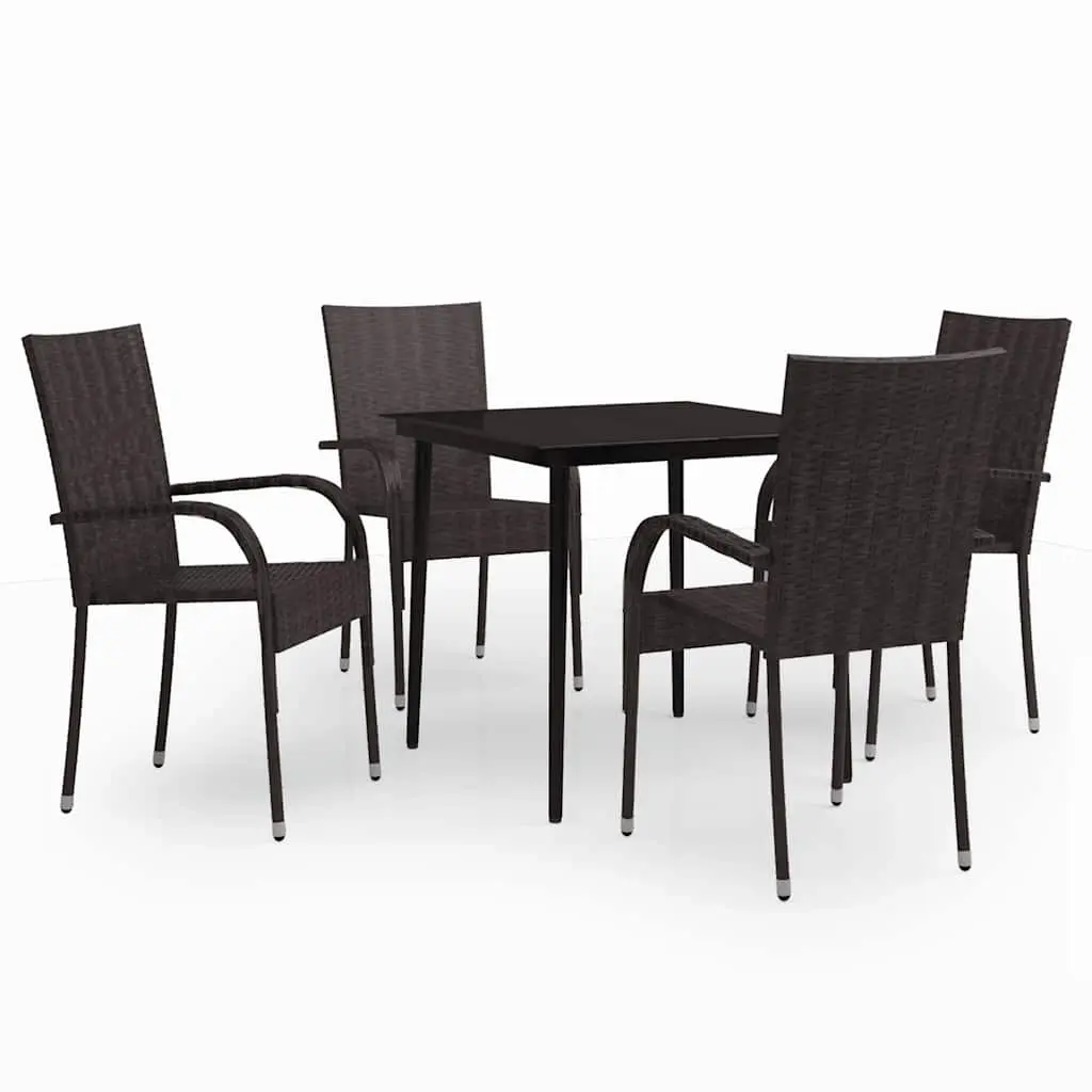 5 Piece Garden Dining Set Brown and Black 3099402 - Furniture