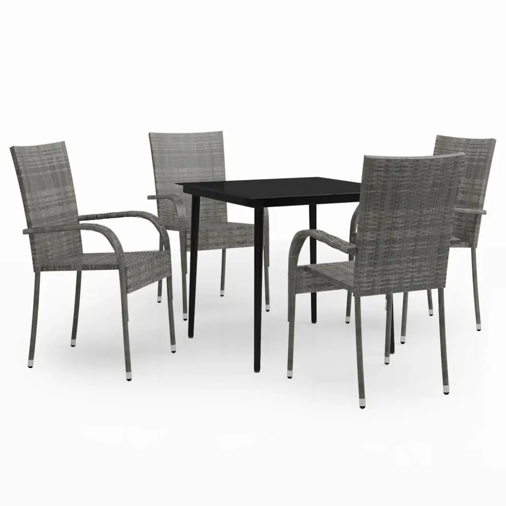 5 Piece Garden Dining Set Grey and Black 3099408 - Furniture