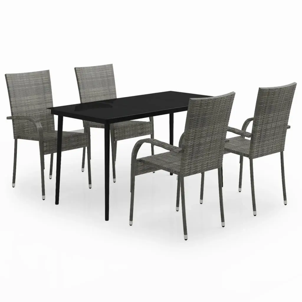 5 Piece Garden Dining Set Grey and Black 3099409 - Furniture