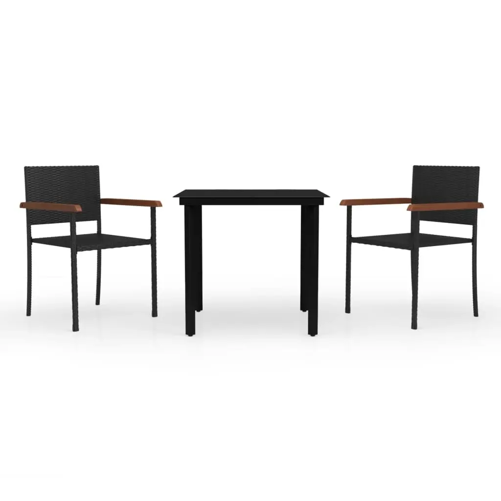 3 Piece Garden Dining Set Black 3099413 - Furniture