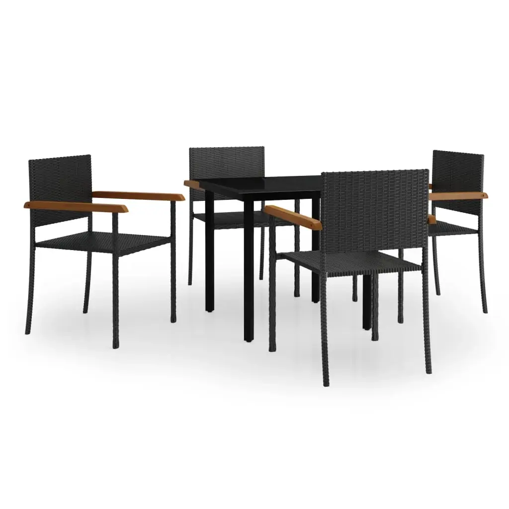 5 Piece Garden Dining Set Black 3099414 - Furniture