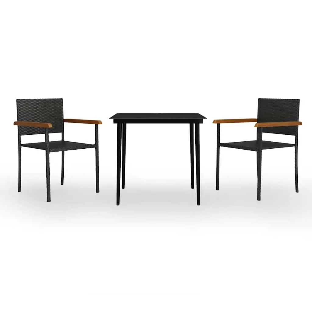 3 Piece Garden Dining Set Black 3099419 - Furniture