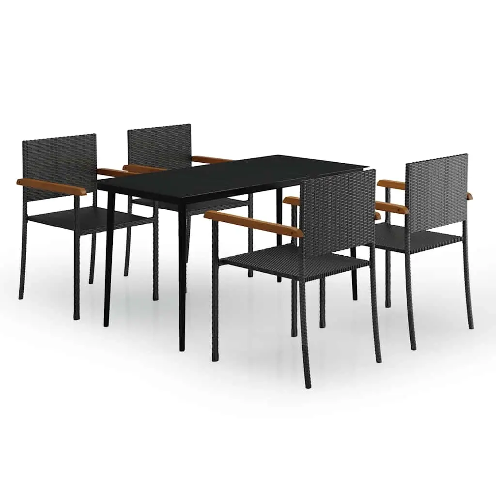 5 Piece Garden Dining Set Black 3099421 - Furniture