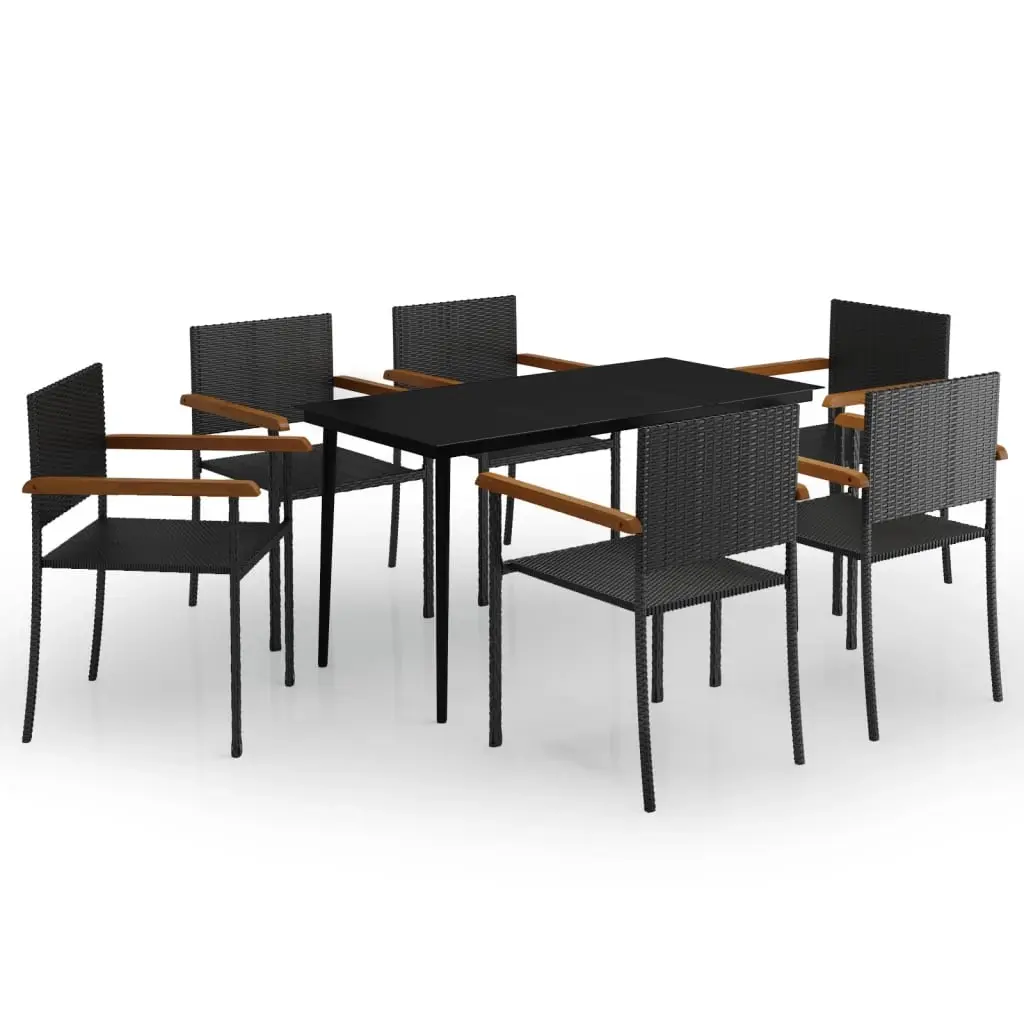 7 Piece Garden Dining Set Black 3099422 - Furniture
