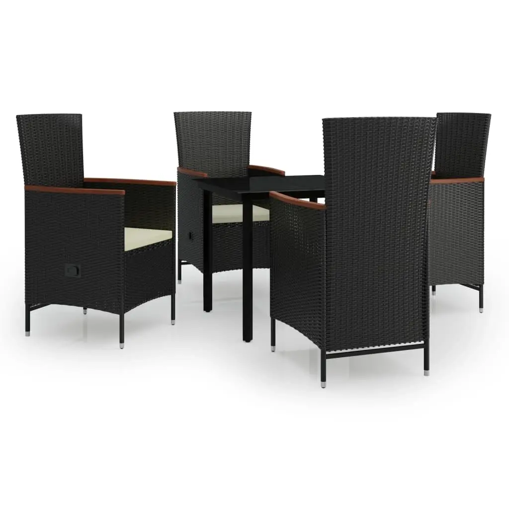 5 Piece Garden Dining Set with Cushions Black 3099426 - Furniture