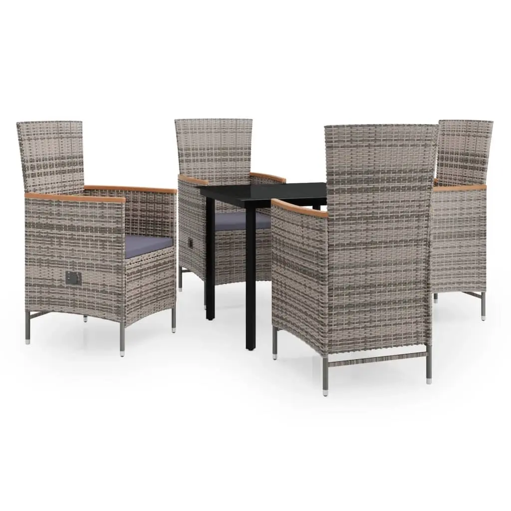 5 Piece Garden Dining Set with Cushions Grey 3099432 - Furniture