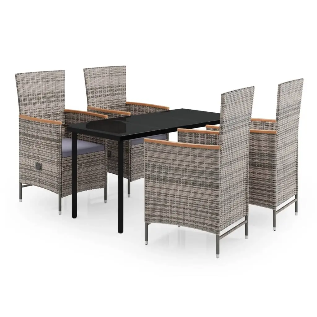5 Piece Garden Dining Set with Cushions Grey 3099433 - Furniture