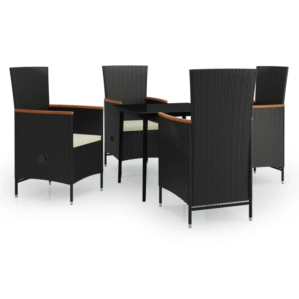 5 Piece Garden Dining Set with Cushions Black 3099444 - Furniture