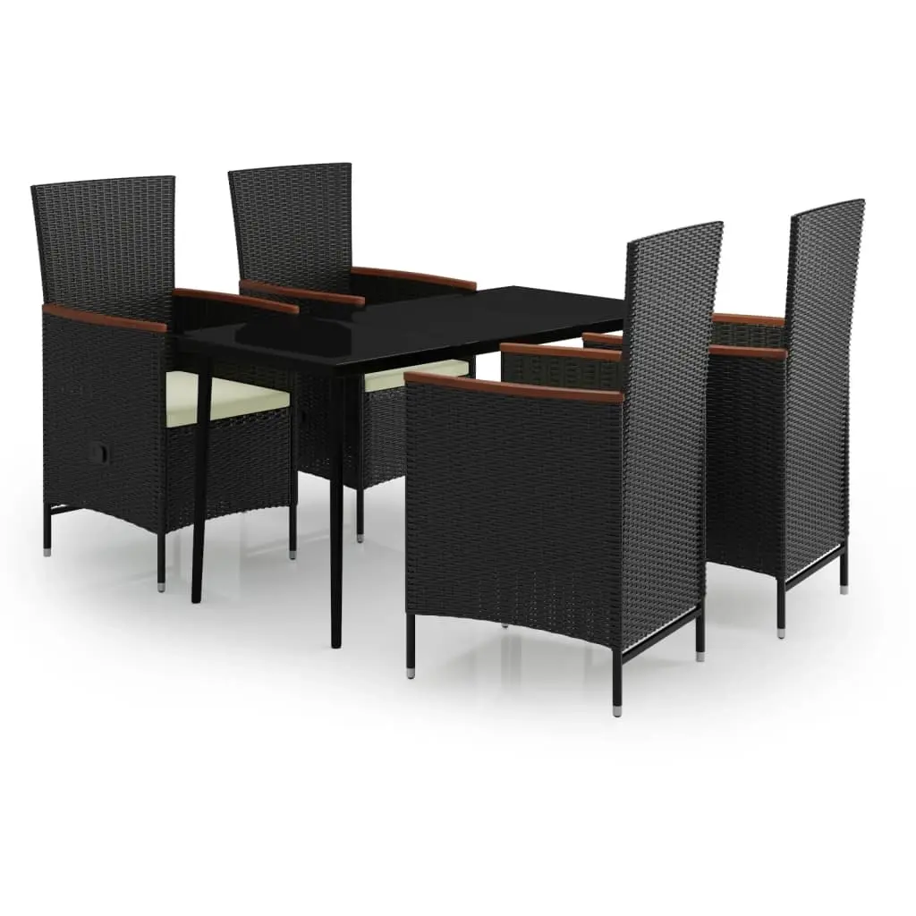 5 Piece Garden Dining Set with Cushions Black 3099445 - Furniture