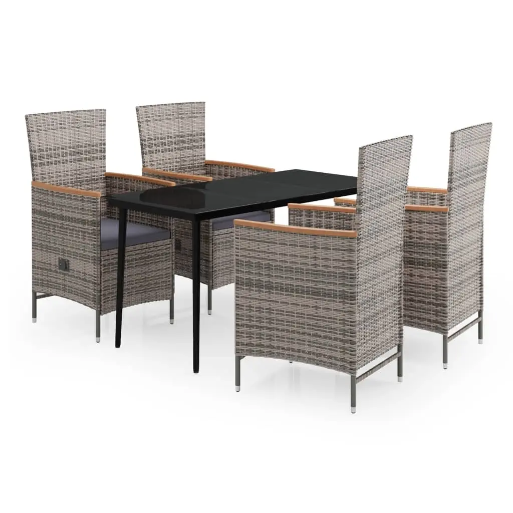 5 Piece Garden Dining Set with Cushions Grey 3099451 - Furniture