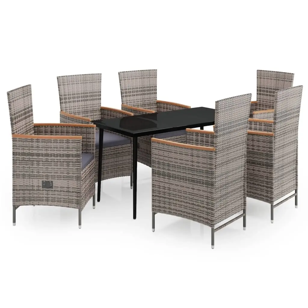 7 Piece Garden Dining Set with Cushions Grey 3099452 - Furniture