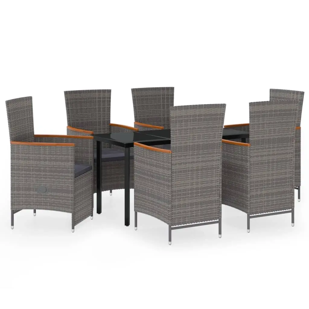 7 Piece Garden Dining Set with Cushions Grey 3099463 - Furniture